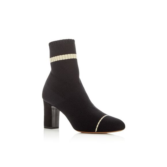 TABITHA SIMMONS Shoes - TABITHA SIMMONS Womens Black Sock Anna Almond Toe Block Heel Heeled Boots 37.5 B